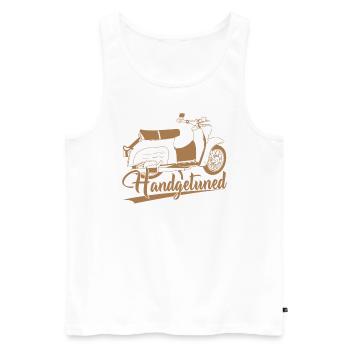 DDR Moped Simme Simson Handgetuned - Männer Premium Bio Tank Top - Weiß - Vorne - AI Model Male 178 light (178cm)