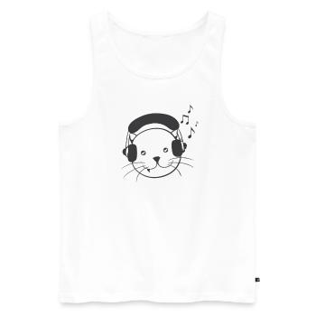 Casque de musique chat - Débardeur bio Premium Homme - blanc - Devant - Michal (187cm)
