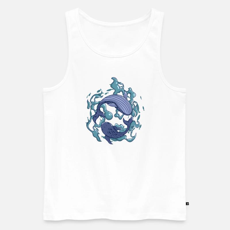 Blauwale der Weltmeere - Männer Premium Bio Tank Top - Weiß