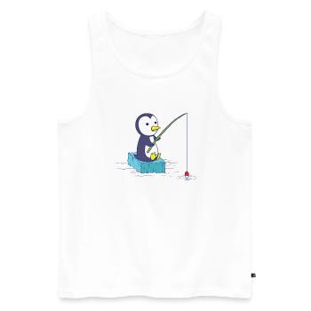 Penguin is fishing - Men's Premium Organic Tank Top - white - Front - AI Model Male 178 light (178cm)