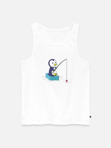 Penguin is fishing - Men's Premium Organic Tank Top - white