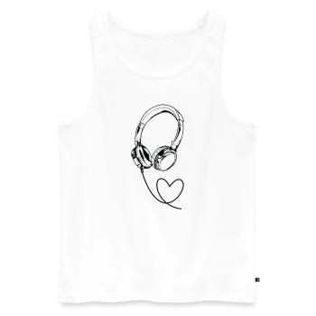 Kopfhörer "Musik mit Herz" - Männer Premium Bio Tank Top - Weiß - Vorne - Michal (187cm)