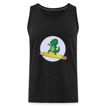 Crayon Dino scolaire - Débardeur bio Premium Homme - charbon - Devant - Alexander (188cm)