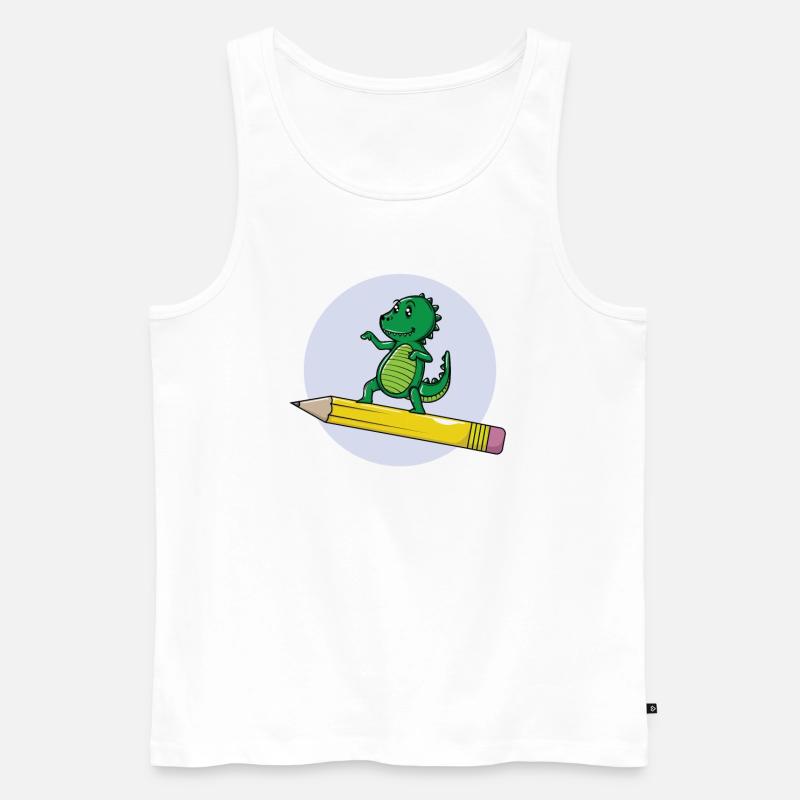 Einschulung Dino Bleistift - Männer Premium Bio Tank Top - Weiß