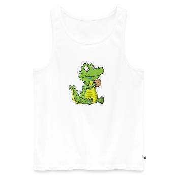 Crocodile aux biscuits - Débardeur bio Premium Homme - blanc - Devant - AI Model Male 178 light (178cm)