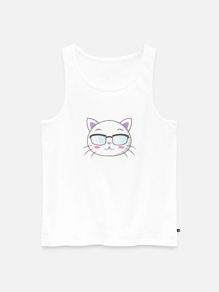 Nerd cat with nerd glasses - Men's Premium Organic Tank Top - white