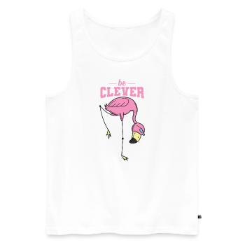 Flamant rose sur une jambe avec des lunettes Be Clever - Débardeur bio Premium Homme - blanc - Devant - AI Model Male 178 light (178cm)