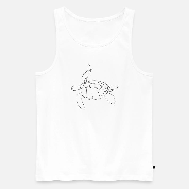 One line art drawn turtle - Men's Premium Organic Tank Top - white