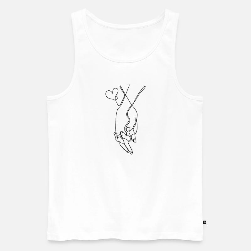 One Line Drawing Holding Hands Single Art - Men's Premium Organic Tank Top - white