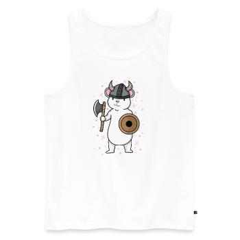 Kaninchen als Wikinger mit Helm und Schild - Männer Premium Bio Tank Top - Weiß - Vorne - AI Model Male 178 light (178cm)