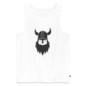 Viking with full beard and Viking helmet - Men's Premium Organic Tank Top - white - Front - AI Model Male 178 light (178cm)