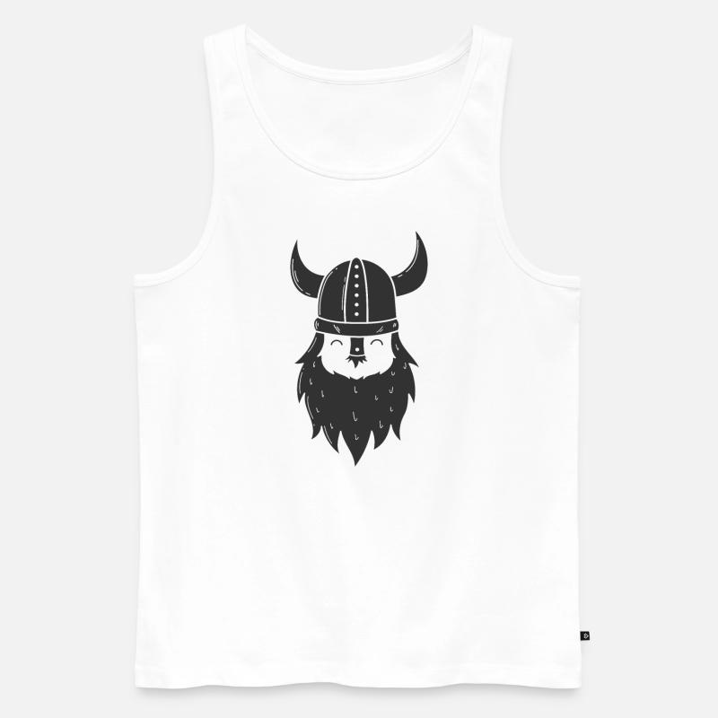 Wikinger mit Vollbart und Wikingerhelm - Männer Premium Bio Tank Top - Weiß