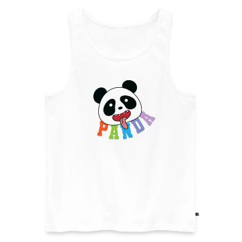 Pandabär streckt Zunge raus Kinder - Männer Premium Bio Tank Top - Weiß - Vorne - AI Model Male 178 light (178cm)