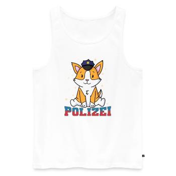 Police renard avec casquette de police - Débardeur bio Premium Homme - blanc - Devant - AI Model Male 178 light (178cm)