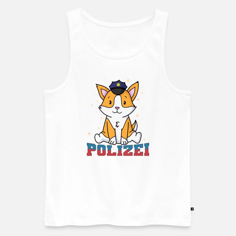 Polizei Fuchs mit Polizeimütze - Männer Premium Bio Tank Top - Weiß