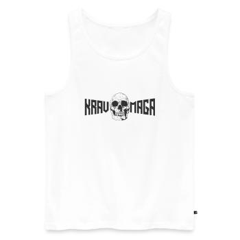Krav Maga avec tête de mort - Débardeur bio Premium Homme - blanc - Devant - AI Model Male 178 light (178cm)