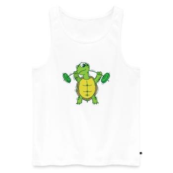Schildkröte liebt Fitness und Gewichte heben - Männer Premium Bio Tank Top - Weiß - Vorne - AI Model Male 178 light (178cm)