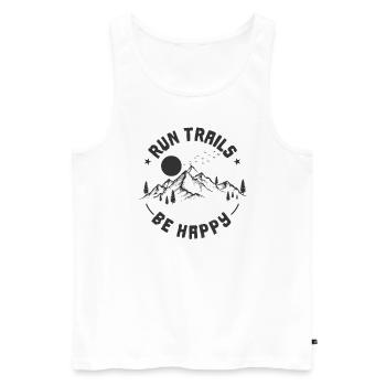 Trail Run Trails Be Happy - Débardeur bio Premium Homme - blanc - Devant - AI Model Male 178 light (178cm)