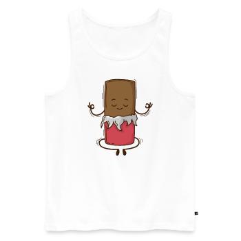 Chocolate meditates cross-legged - Men's Premium Organic Tank Top - white - Front - AI Model Male 178 light (178cm)