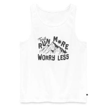 Trail Running Trail Run More Worry Less - Men's Premium Organic Tank Top - white - Front - AI Model Male 178 light (178cm)