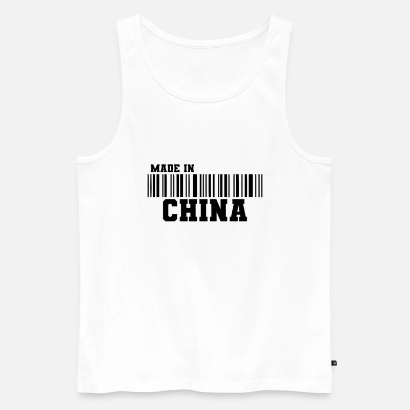 Made in China Barcode - Men's Premium Organic Tank Top - white