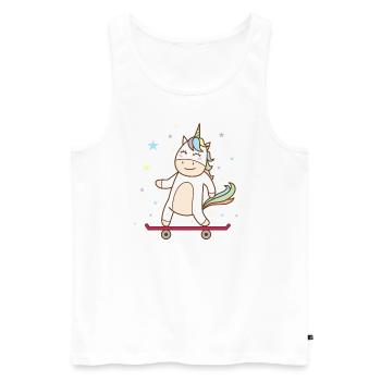 Fantasie Pferd Einhorn auf dem Skateboard - Männer Premium Bio Tank Top - Weiß - Vorne - Michal (187cm)
