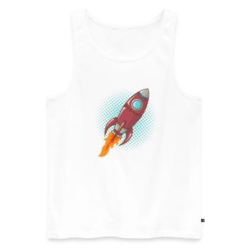Comic Rocket Spaceship Spacecraft Missile - Men's Premium Organic Tank Top - white - Front - AI Model Male 178 light (178cm)