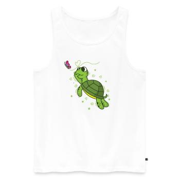Turtle with Butterfly Reptile Water - Men's Premium Organic Tank Top - white - Front - Michal (187cm)