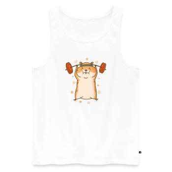 Hamster macht Kraftsport und Fitness - Männer Premium Bio Tank Top - Weiß - Vorne - AI Model Male 178 light (178cm)