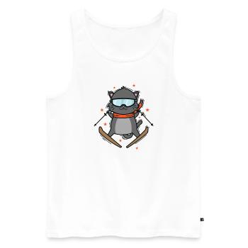 Cat aime skier en hiver Sports - Débardeur bio Premium Homme - blanc - Devant - AI Model Male 178 light (178cm)
