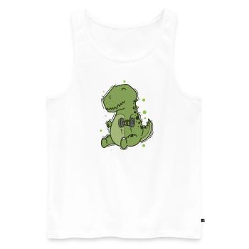 T-Rex Dino with dumbbells makes fitness - Men's Premium Organic Tank Top - white - Front - Michal (187cm)