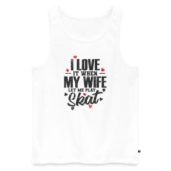 I Love it when my Wife let me play Skat - Männer Premium Bio Tank Top - Weiß - Vorne - Michal (187cm)