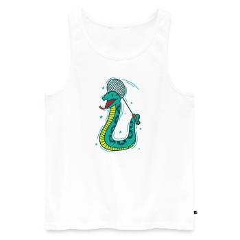 Schlange spielt Badminton Reptil Tier Zoo - Männer Premium Bio Tank Top - Weiß - Vorne - AI Model Male 178 light (178cm)