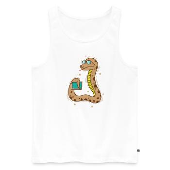 Bookworm Spectacled Snake Reptile Animal Zoo - Men's Premium Organic Tank Top - white - Front - AI Model Male 178 light (178cm)