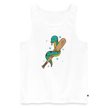 Snake Plays Baseball Reptile Animal Zoo - Men's Premium Organic Tank Top - white - Front - AI Model Male 178 light (178cm)