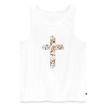 Lion's Head Cross Predator King Safari - Men's Premium Organic Tank Top - white - Front - Michal (187cm)