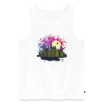 Skyline mit Hexe Gebäude Stadt Silhouette - Männer Premium Bio Tank Top - Weiß - Vorne - Michal (187cm)