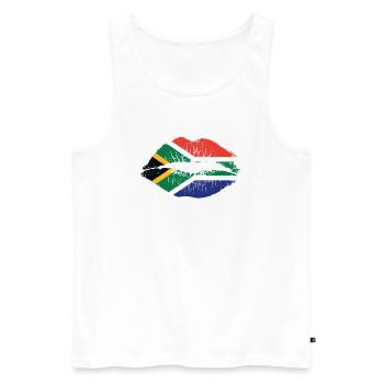 Mund Lippen mit Südafrika Farben Kontinent - Männer Premium Bio Tank Top - Weiß - Vorne - AI Model Male 178 light (178cm)