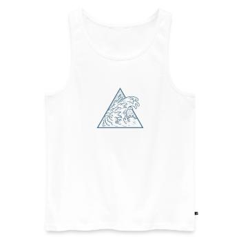 Surfing on a wave surfboard - Men's Premium Organic Tank Top - white - Front - Michal (187cm)