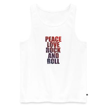 Peace Love Rock and Roll Music Style Guitar - Men's Premium Organic Tank Top - white - Front - AI Model Male 178 light (178cm)
