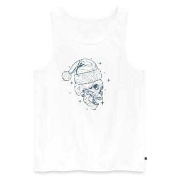 Crâne en os Noël avec casquette de Noël - Débardeur bio Premium Homme - blanc - Devant - Michal (187cm)