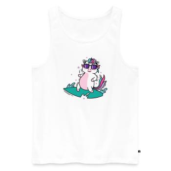 cool licorne surfe sur les sports de créatures mythiques - Débardeur bio Premium Homme - blanc - Devant - Michal (187cm)