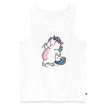 Licorne Course à pied Créature mythique Sport - Débardeur bio Premium Homme - blanc - Devant - Michal (187cm)