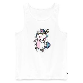 Licorne dans l’entraînement physique aux sports d’endurance - Débardeur bio Premium Homme - blanc - Devant - Michal (187cm)