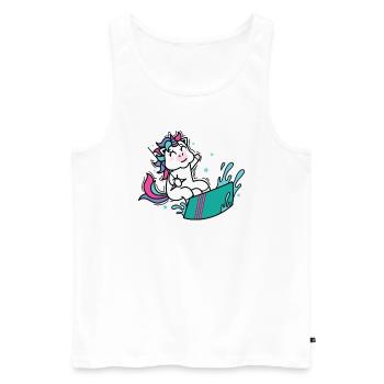 Licorne en kite ou wakeboard - Débardeur bio Premium Homme - blanc - Devant - Michal (187cm)