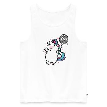 Einhorn spielt Badminton Fabelwesen Sport - Männer Premium Bio Tank Top - Weiß - Vorne - Michal (187cm)