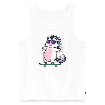 Einhorn beim Skaten Fabelwesen Sport - Männer Premium Bio Tank Top - Weiß - Vorne - AI Model Male 178 light (178cm)