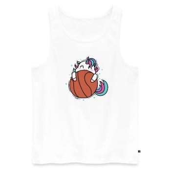 La licorne aime le basket-ball Créatures mythiques Sports - Débardeur bio Premium Homme - blanc - Devant - AI Model Male 178 light (178cm)