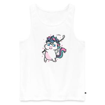 Einhorn beim Golfen Fabelwesen Sport - Männer Premium Bio Tank Top - Weiß - Vorne - AI Model Male 178 light (178cm)
