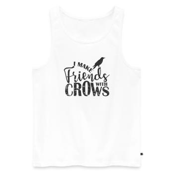I make Friends with Crows Krähe Rabe Vogel - Männer Premium Bio Tank Top - Weiß - Vorne - AI Model Male 178 light (178cm)